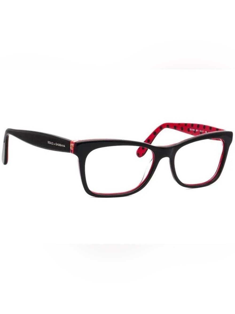 Dolce & Gabbana Black and Red Women's Square Eyeglass Frames